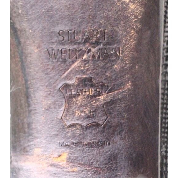 Stuart Weitzman BLACK REAL LEATHER POINTED MID HEEL CLASSIC PUMP SHOES Sz 9.5 - Picture 10 of 13